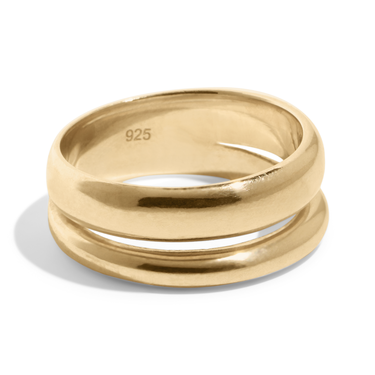 Double band gold ring. One thicker band and one thiner. Well polished