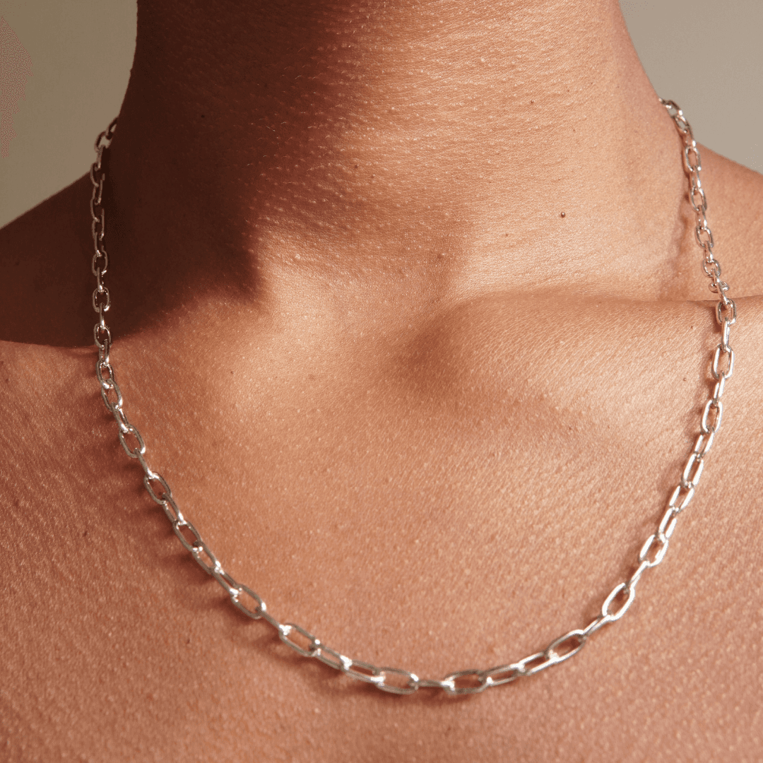 silver necklace with adjustable silver chain