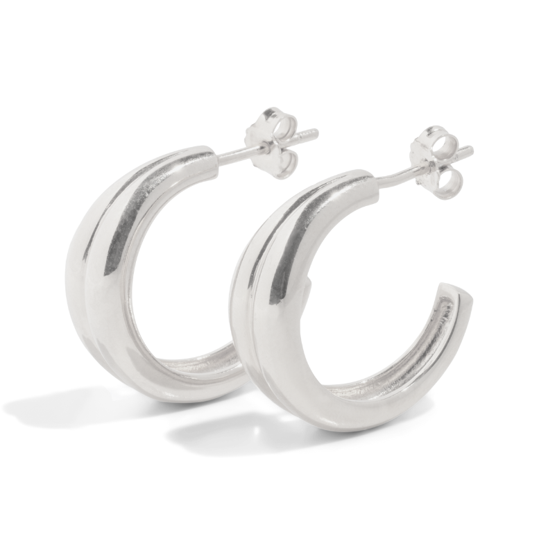 statement earrings, silver hoop earrings