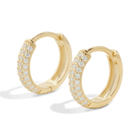 18k gold hoop earring pave or also known as gold huggies packshot