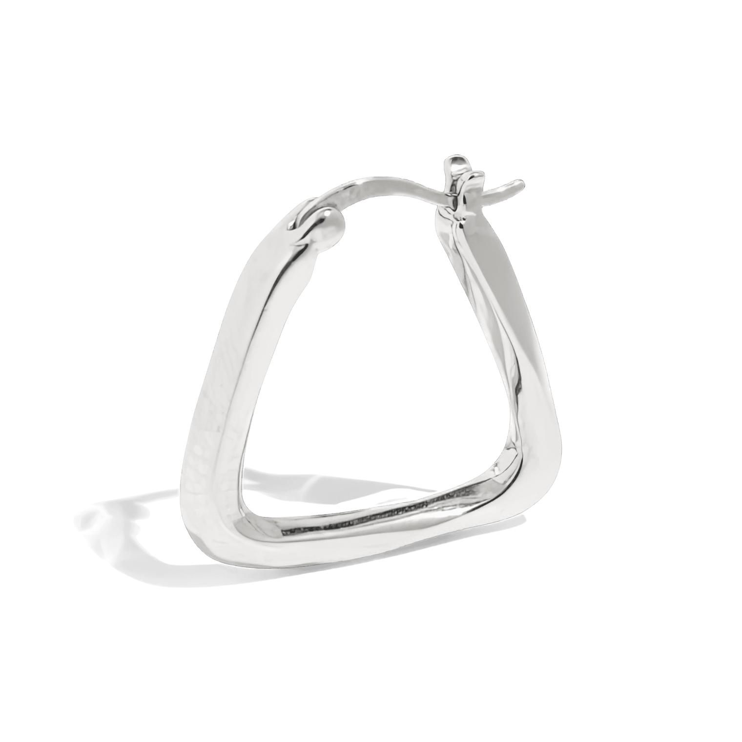 1 Silver triangle twisted hoop earrings packshot