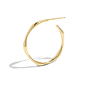 Packshot of uneven organic shaped gold hoop earrings