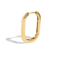 Packshot of oval gold hoop earrings