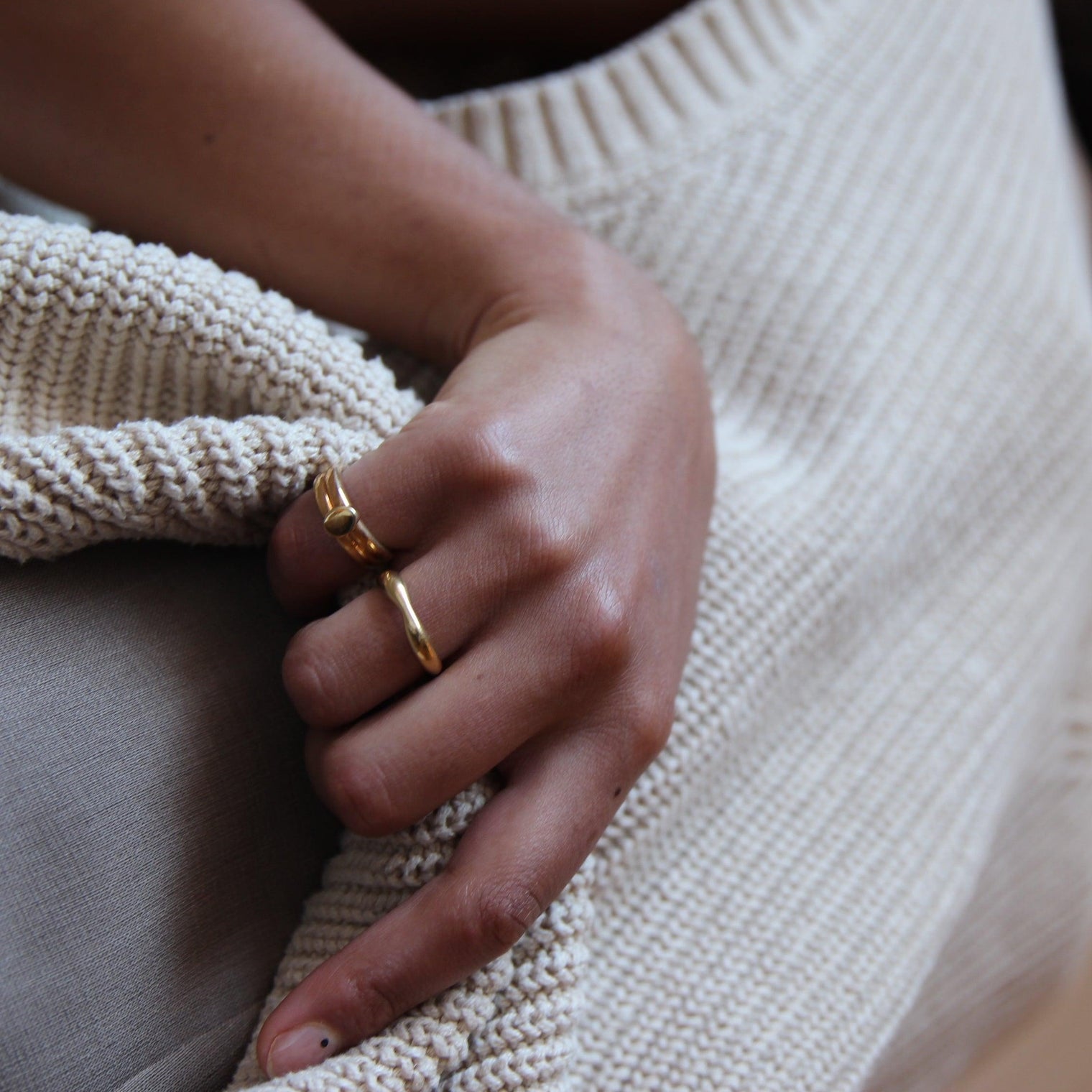 Bold double signet ring, 14k jewelry