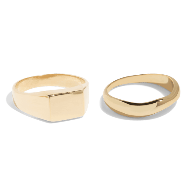 THE ESSENTIAL RING SET - 18k gold plated - Bound Studios, ring, Sustainable jewelry, gold jewelry packshot 