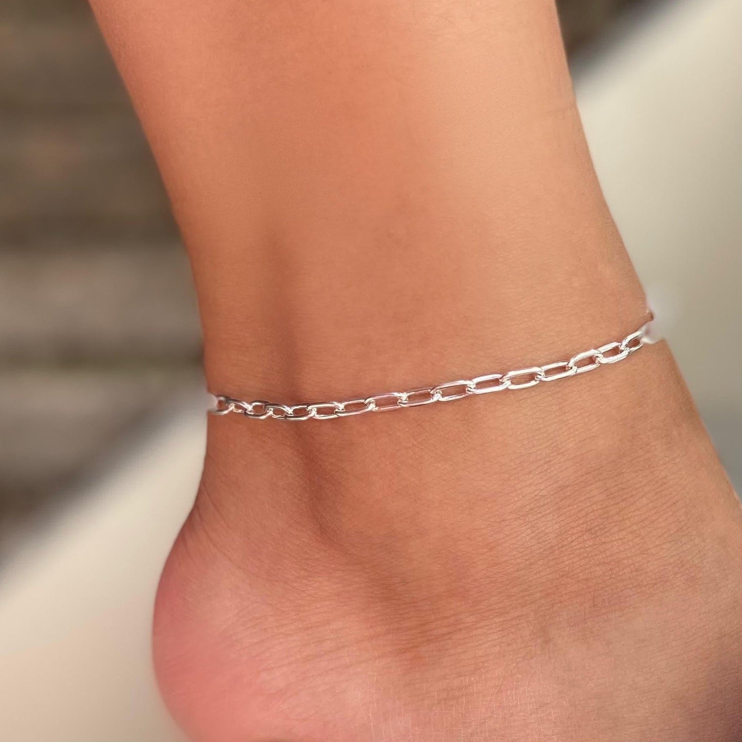 Minimal link anklet, Sustainable jewelry