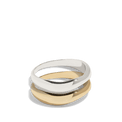 Set of two rings in gold and silver with smooth, irregular bands, offering a modern twist on classic styles. This packshot showcases the minimalist and versatile design, perfect for stacking or wearing individually.