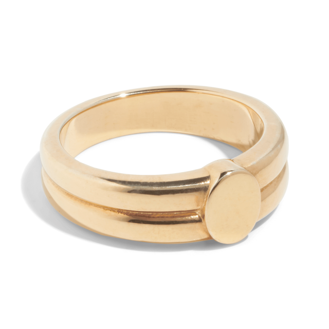 Bold double signet ring, 14k jewelry