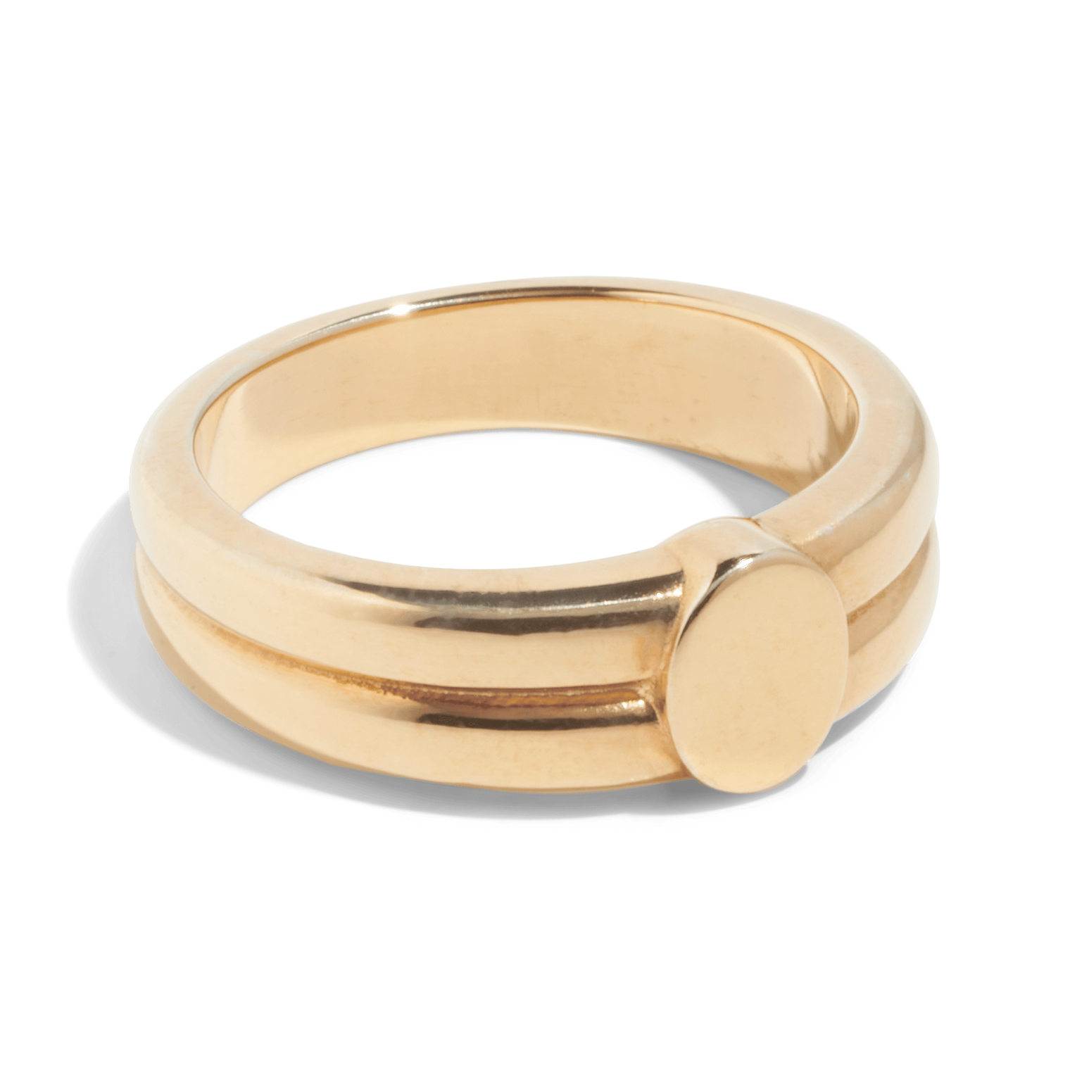 Bold double signet ring, 14k jewelry