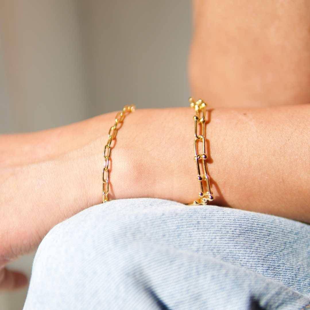 Minimal link bracelet, 14k jewelry