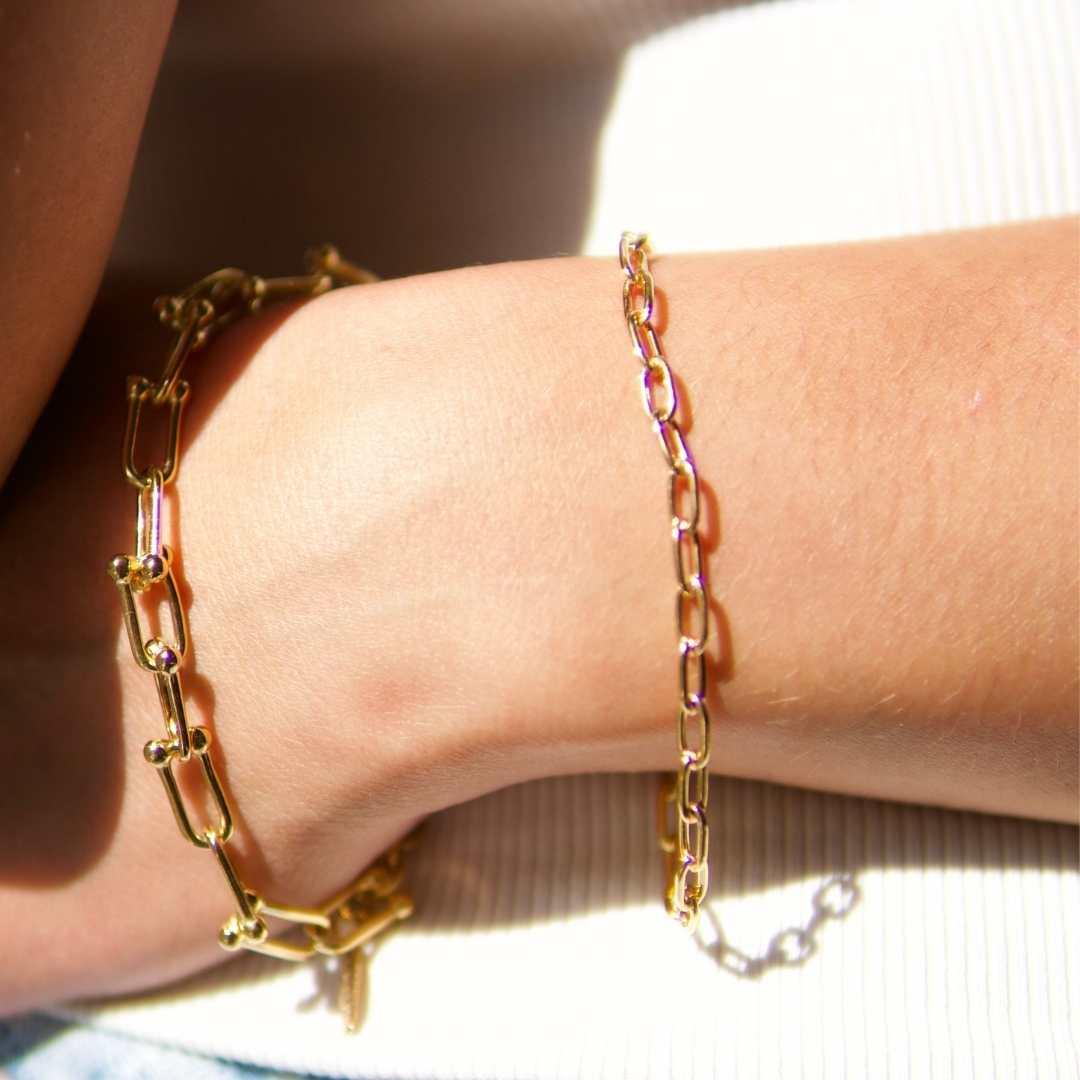 Minimal link bracelet, 14k jewelry